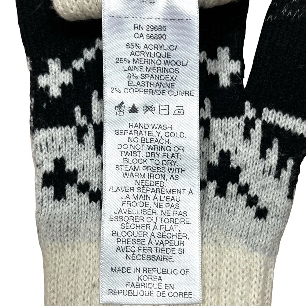 Pendleton Wool Blend Knit Gloves One Size Black Heritage Geometric Pattern